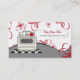 Carte De Visite Cuisine rouge Retro Stove Traiteur / Chef