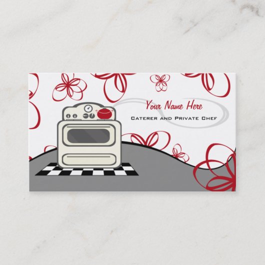 Carte De Visite Cuisine rouge Retro Stove Traiteur / Chef (Devant)