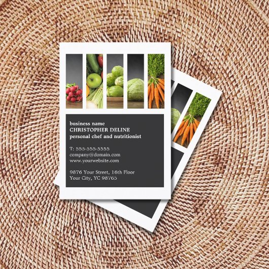 Carte De Visite Cuisine végétale unique moderne Chef personnel nut