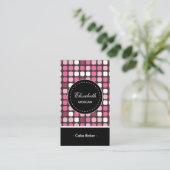 Carte De Visite Cuisinier Baker - Motif rose Polka (Debout devant)