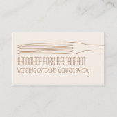 Carte De Visite Cuisinier de restaurant Fourchette Rose Beige (Devant)
