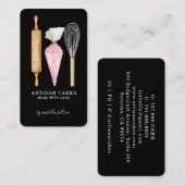 Carte De Visite Cuisinier pâtissier Cuisinier Ustensiles Noir (Devant / Derrière)