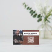 Carte De Visite Cuisinier Photo Professionnelle Cuir Marron Code Q (Debout devant)