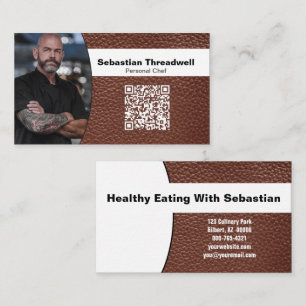 Carte De Visite Cuisinier Photo Professionnelle Cuir Marron Code Q