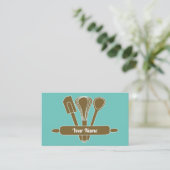 Carte De Visite Cuisinier traiteur sur mesure Cuisinier turquoise (Debout devant)