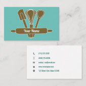 Carte De Visite Cuisinier traiteur sur mesure Cuisinier turquoise (Devant / Derrière)