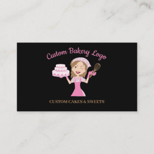 Carte De Visite Cuisinière violette femme boulangerie gâteau