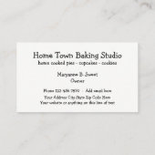 Carte De Visite Cuisson à la maison et boulangerie Businescards (Dos)