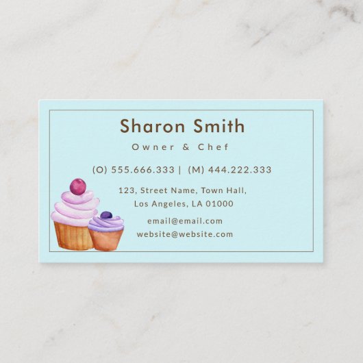 Carte De Visite Cuisson Bleu Rose Bleu Bake Baker (Dos)