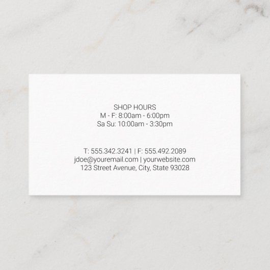 Carte De Visite Cuisson | Chef | Bois | Ustensiles (Dos)