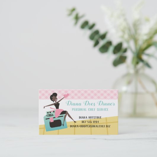Carte De Visite Cuisson faite sur commande de cuisine de femme (Debout devant)
