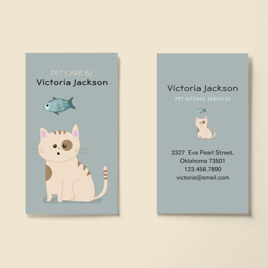 Carte De Visite Cuite Chat Poisson l Animaux domestiques Services