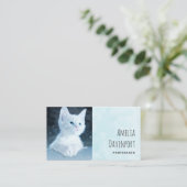 Carte De Visite Cuite Kitten blanc avec de beaux yeux bleus (Debout devant)