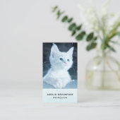 Carte De Visite Cuite Kitten blanc avec de beaux yeux bleus (Debout devant)
