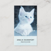 Carte De Visite Cuite Kitten blanc avec de beaux yeux bleus (Devant)
