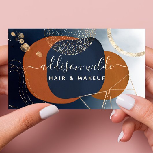 Carte De Visite Cuivre Abstrait Et Or Moderne Géométrique