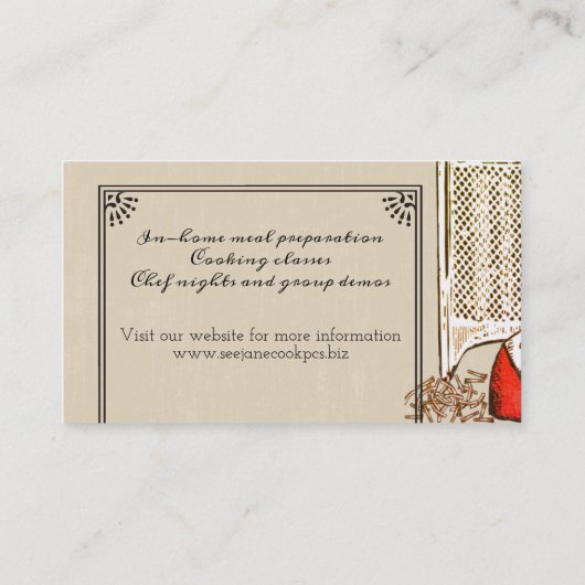 Carte de visite culinaire de restauration de chef (Dos)