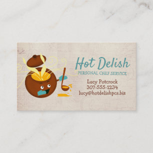 Carte de visite culinaire de rétro de soupe de pot