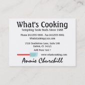 Carte de visite culinaire - SRF (Dos)