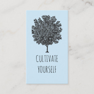 Carte De Visite Cultiver Vous-Même Fruit Arbre Pastel Bleu