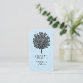 Carte De Visite Cultiver Vous-Même Fruit Arbre Pastel Bleu (Debout devant)