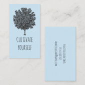 Carte De Visite Cultiver Vous-Même Fruit Arbre Pastel Bleu (Devant / Derrière)