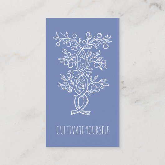 Carte De Visite Cultivez-vous Branche Entrelacée Bleu Fumé (Devant)