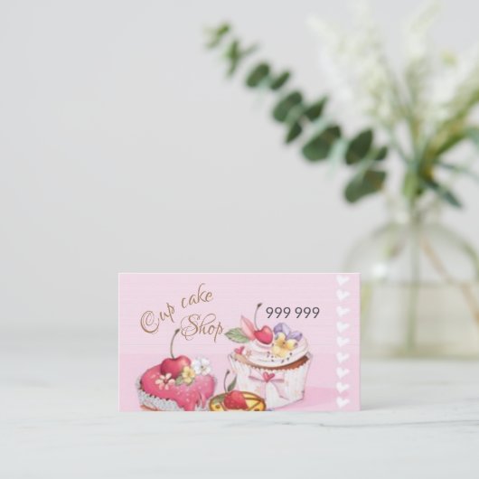Carte De Visite Cup cake rose (Debout devant)
