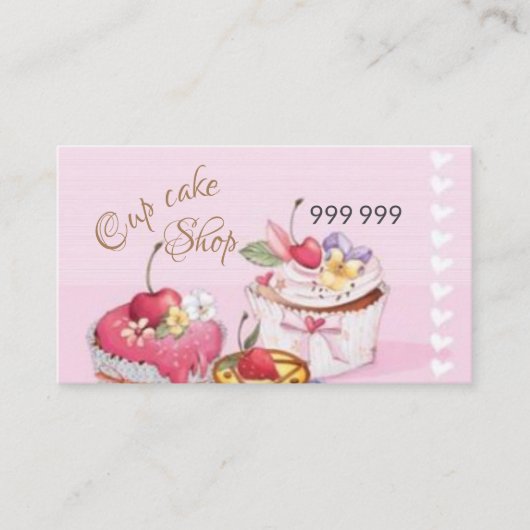 Carte De Visite Cup cake rose (Devant)