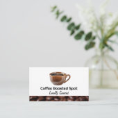 Carte De Visite Cup of Fresh Brewed Coffee | Beans (Debout devant)