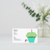 Carte De Visite Cupakes au chocolat vert, bleu et rose (Debout devant)