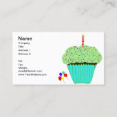 Carte De Visite Cupakes au chocolat vert, bleu et rose (Devant)