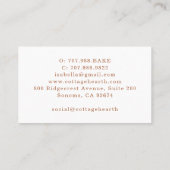 Carte De Visite Cupcake Baker Bakery Pastry Chef (Dos)