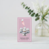 Carte De Visite Cupcake Baker boulangerie Chef Cuisine Rose Dusty (Debout devant)