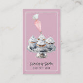 Carte De Visite Cupcake Baker boulangerie Chef Cuisine Rose Dusty (Devant)