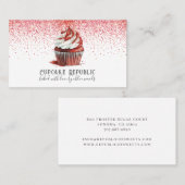 Carte De Visite Cupcake Baker Chef pâtissier Rouge Velvet rose Par (Devant / Derrière)
