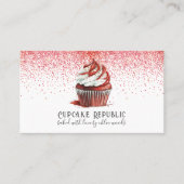 Carte De Visite Cupcake Baker Chef pâtissier Rouge Velvet rose Par (Devant)