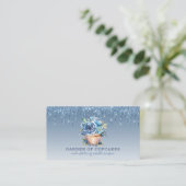Carte De Visite Cupcake Baker Floral Cupcake Blue Parties scintill (Debout devant)