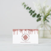Carte De Visite Cupcake Bakery Pastry Chef Glitter Drips Rose Gold (Debout devant)