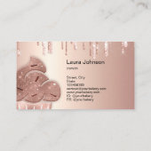 Carte De Visite Cupcake Bakery Pastry Chef Glitter Drips Rose Gold (Dos)