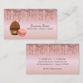 Carte De Visite Cupcake Bakery Pastry Chef Glitter Drips Rose Gold (Devant / Derrière)