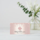 Carte De Visite Cupcake Bakery Pastry Chef Glitter Drips Rose Gold (Debout devant)