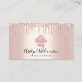 Carte De Visite Cupcake Bakery Pastry Chef Glitter Drips Rose Gold (Devant)