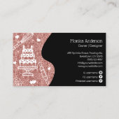 Carte De Visite Cupcake Bakery Pastry Chef Glitter Drips Rose Gold (Dos)