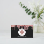Carte De Visite Cupcake Bakery Pastry Chef Glitter Drips Rose Gold (Debout devant)