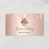 Carte De Visite Cupcake Bakery Pastry Chef Glitter Drips Rose Gold (Devant)
