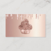 Carte De Visite Cupcake Bakery Pastry Chef Glitter Drips Rose Gold (Dos)