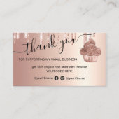 Carte De Visite Cupcake Bakery Pastry Chef Glitter Drips Rose Gold (Devant)