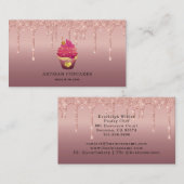 Carte De Visite Cupcake Bakery Pastry Chef Glitter Drips Rose Gold (Devant / Derrière)