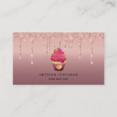 Carte De Visite Cupcake Bakery Pastry Chef Glitter Drips Rose Gold (Devant)